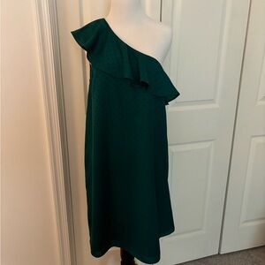 LOFT One-Shoulder Teal Dress